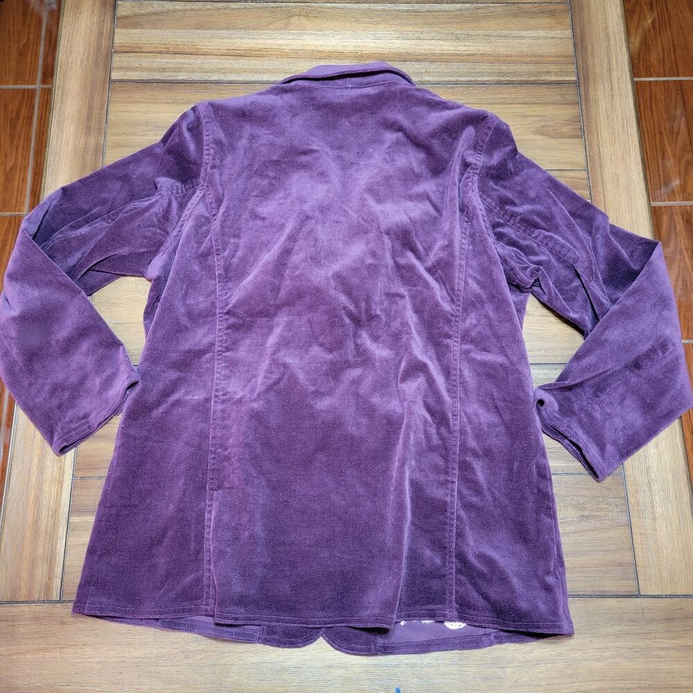 Diane's Essentials Purple 2-Button Velvet Blazer w/ Embroidery - Size Medium - Picture 4 of 5